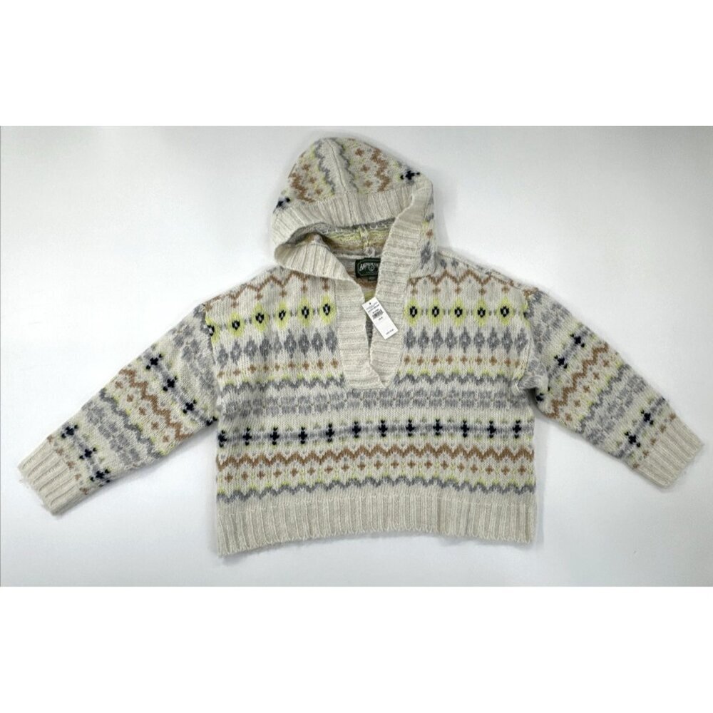 American Eagle Crop Sweater Womens Medium Hooded Wool Blend Oversized Soft NEW